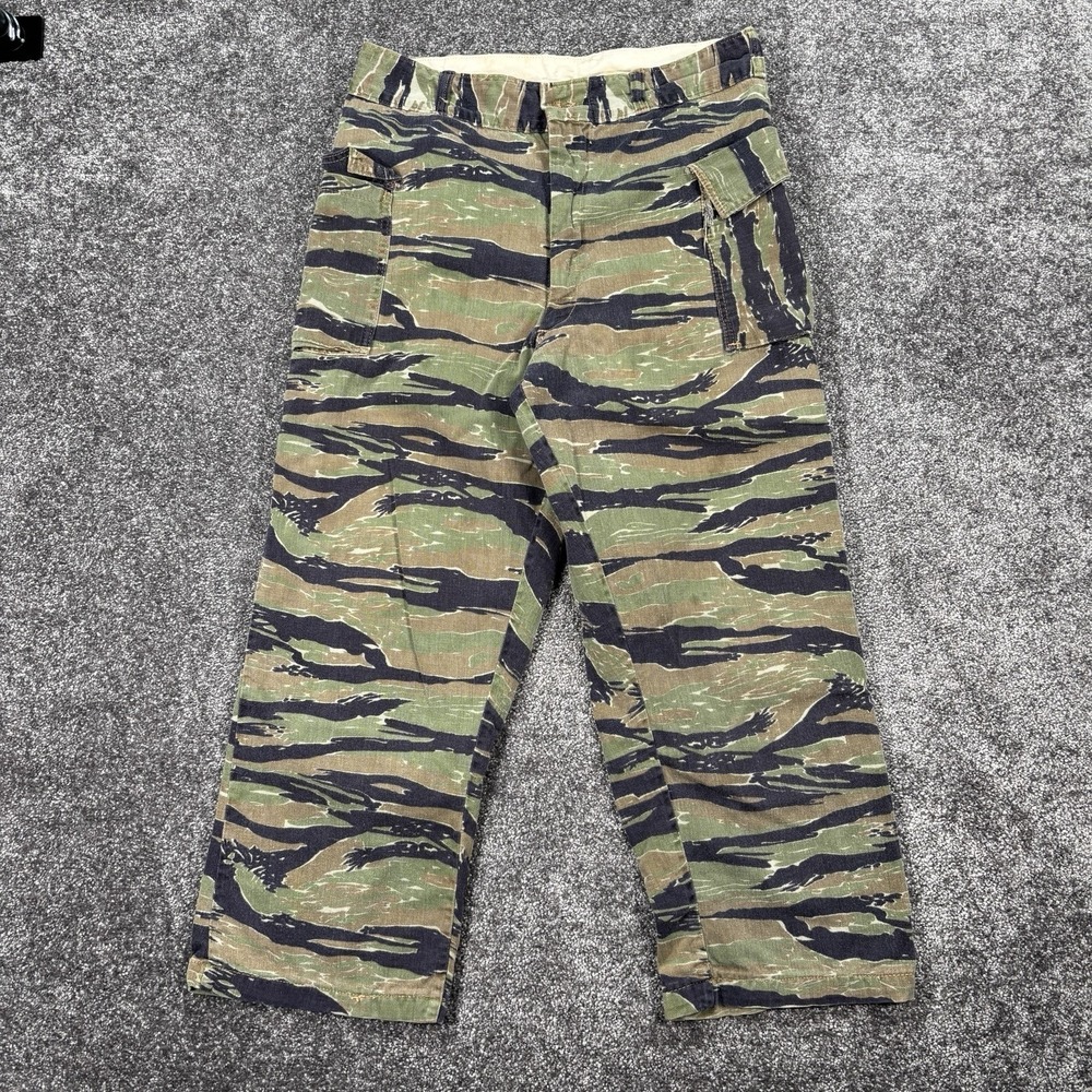 Vintage 70s Tiger Stripe Combat Trouser Pants Mens 34x26 Camo Cargo Military USA